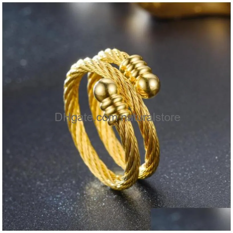 gold stainless steel wire ring band open adjustable rings knuckle men womans ring fashion fine jewelry gift