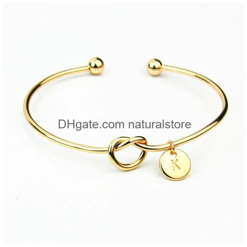 26 a-z english letter initial bracelet silver gold letters charm bracelets bowknot wristband cuffs women jewelry will and sandy