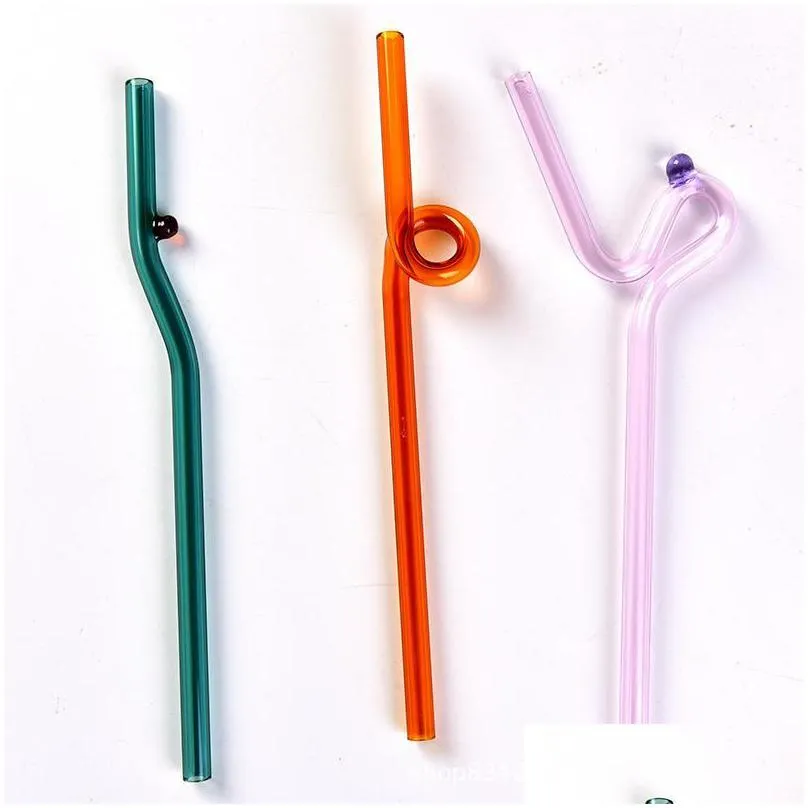 creative eco glass drinking straws special shaped high temperature resistant milk cocktail fruit juice beverage straw c0612g03