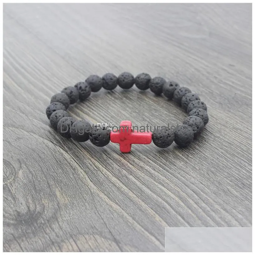 jesus cross yoga lava beaded strands  oil diffuser bracelet fashion jewelry women mens bracelets will and sandy gift 320194