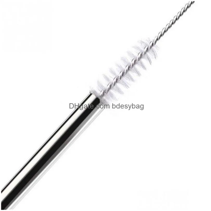 reusable drinking straw high quality 304 stainless steel metal straws with cleaning brush for kitchen home use