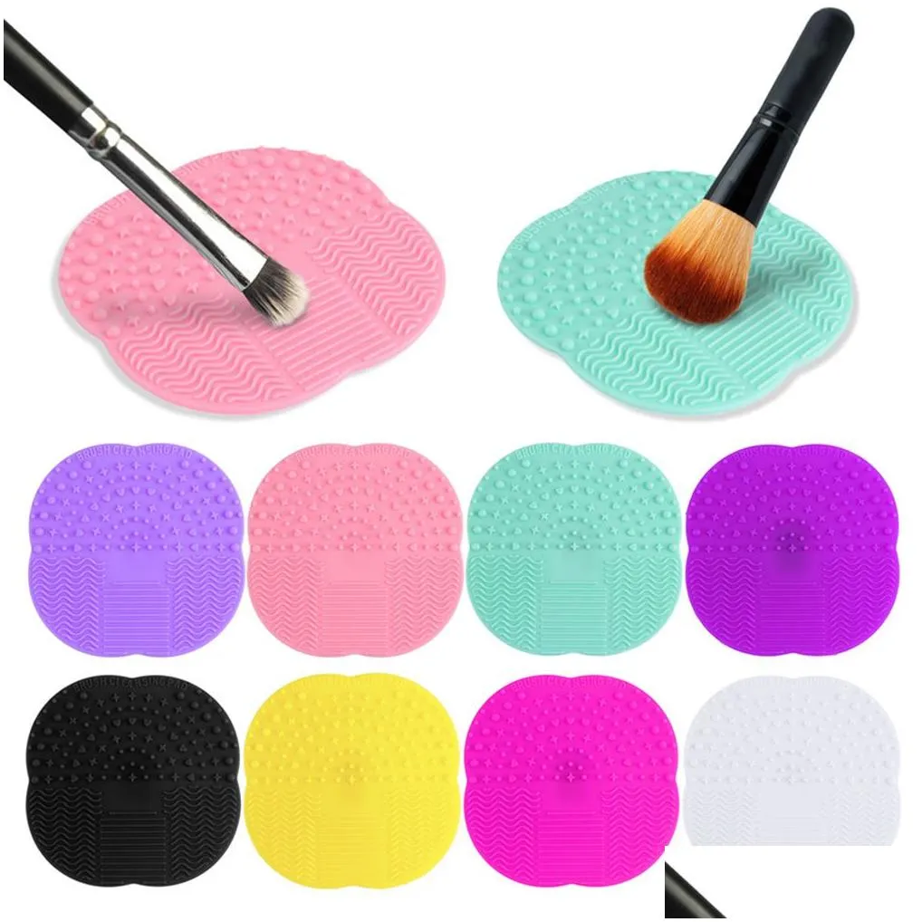 hot silicone makeup brush cosmetic brush cleaner cleaning scrubber board mat washing tools pad hand tool