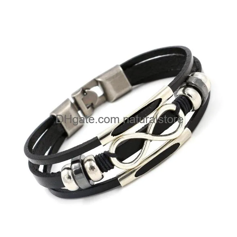 infinity leather bracelet multilayer wrap bracelets wrist band cuffs for women men fashion jewelry gift will and sandy drop ship