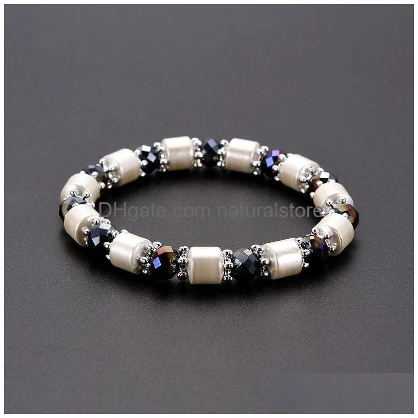 cylindrical magnetic magnet beads strands bracelet for men women fashion jewelry gift will and sandy