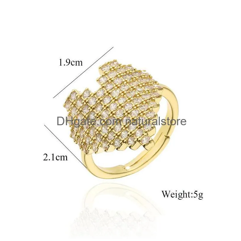 18k gold zircon diamond heart ring band finger adjustable rings for women engagement wedding fashion jewelry will and sandy