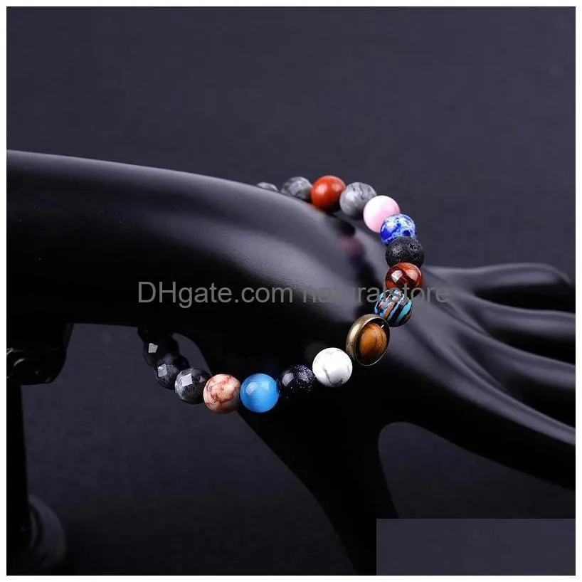 universe solar system sun satellite bracelet lava rock tiger eye turquoise natural stone beads bracelets for women men fashion jewelry