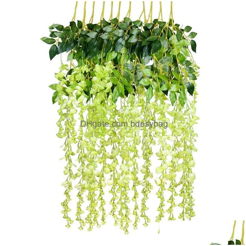 12pcs wisteria artificial flower 75cm 110cm simulation wisteria vine hanging flowers for christmas wedding home party 6 colors 3 types