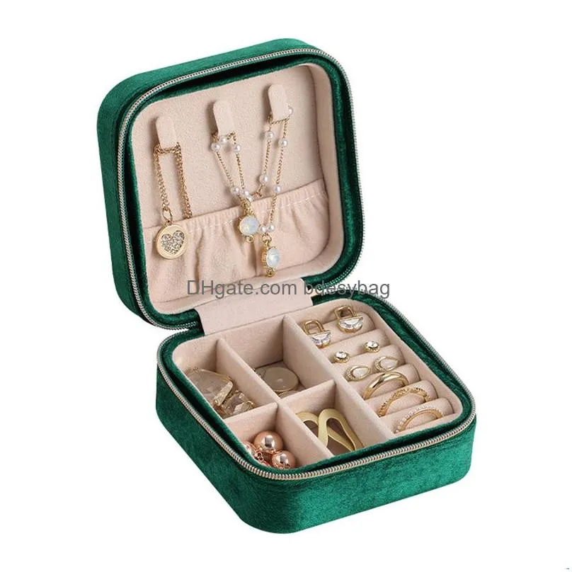 velvet travel jewelry box organizer small portable travel jewelry cases mini necklace earrings rings display holders for wedding