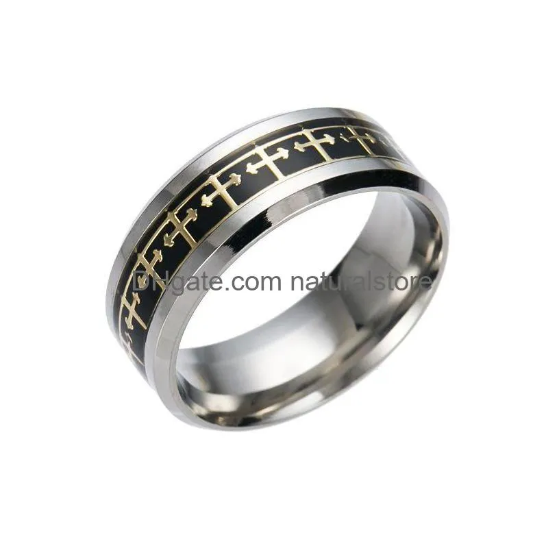 stainless steel christian jesus rings silver gold ring band women mens believe religion will and sandy fashion jewely