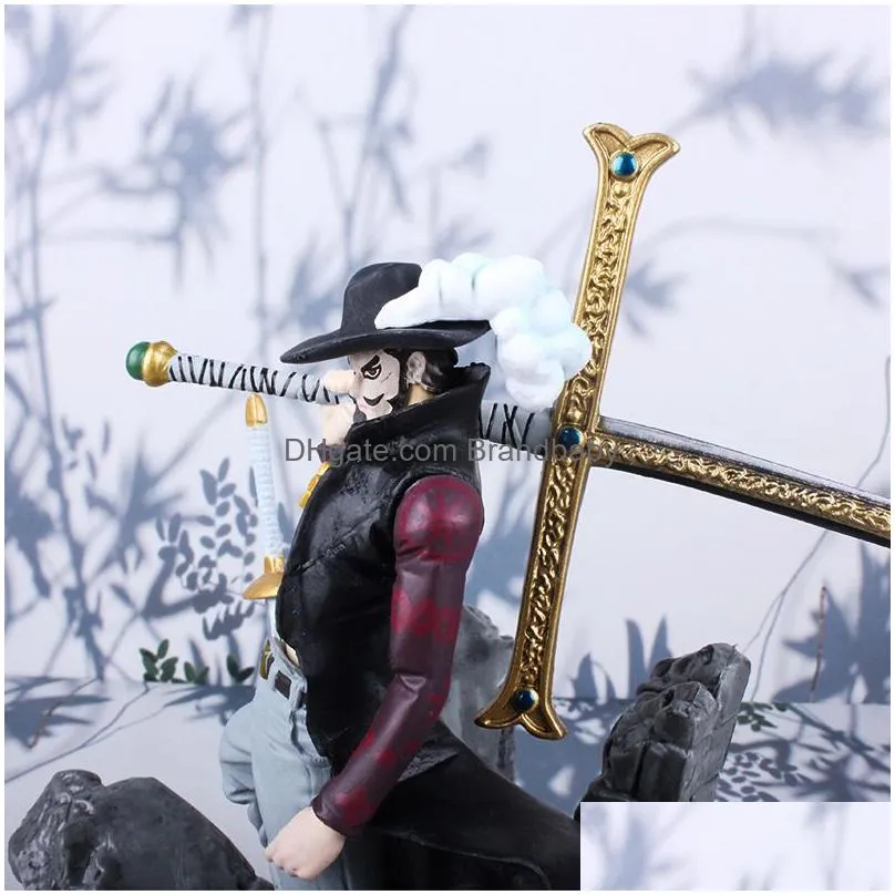 decompression toy 16cm anime one piece dracule mihawk figurine combat ver. pvc action figure collection model toys gift for collectible