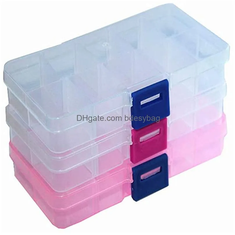 transparent plastic storage box 10 grids jewelry boxes organizer storage box necklace earring storage organizer box