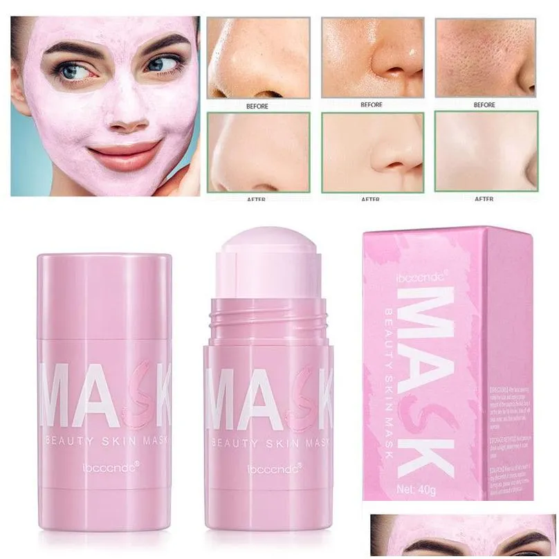 green tea rose cleansing solid mask purifying clay stick masks oil control anti-acne eggplant face skin care
