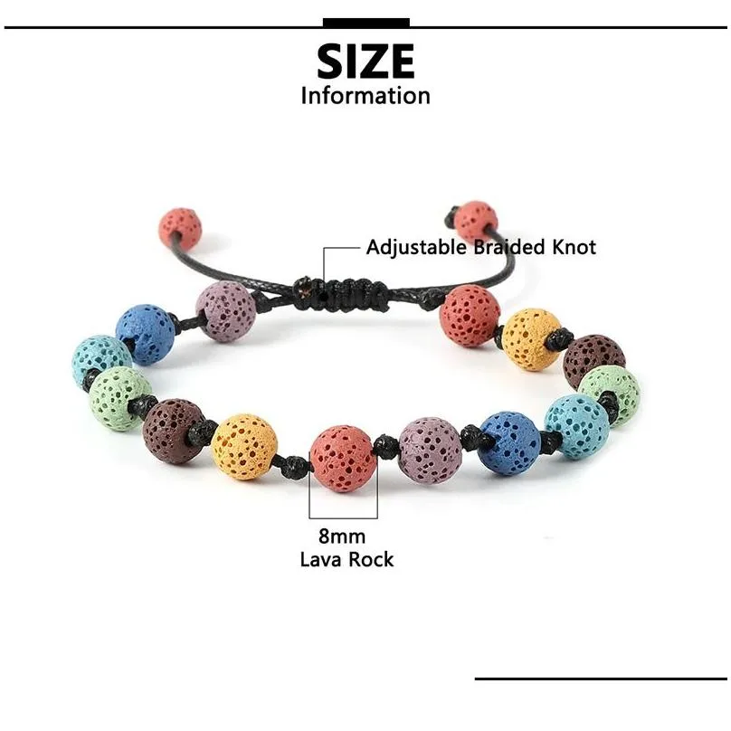 colored lava stone ethnic bracelet hand weaving adjustable bracelets for women men jewelry