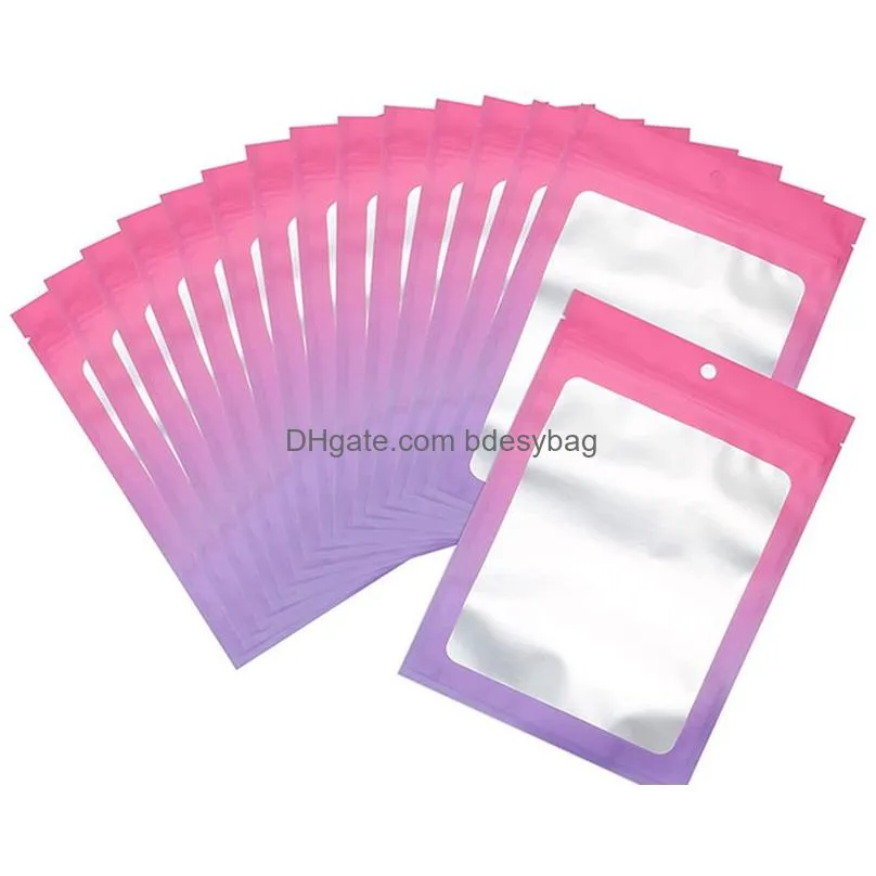 100pcs lot resealable aluminium foil bags self sealing gradient color bag gift packaging