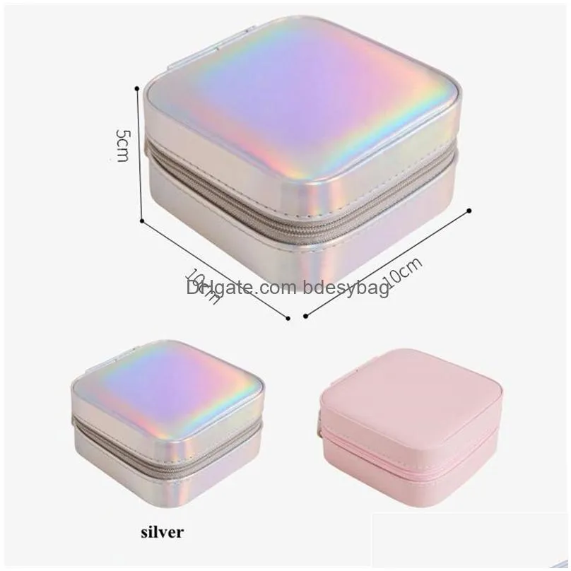 portable travel jewelry box pu leather storage organizer case double layer small jewelry boxes for necklace ring bracelet lipstick