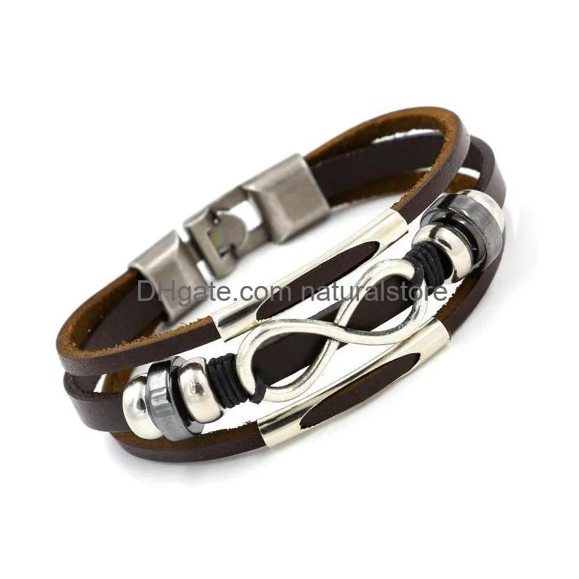 infinity leather bracelet multilayer wrap bracelets wrist band cuffs for women men fashion jewelry gift will and sandy drop ship