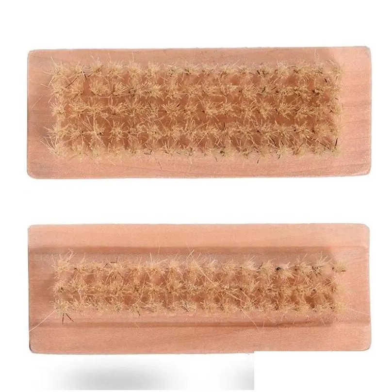 natural boar bristle brush wooden nail brush foot clean brush body massage scrubber make up tools 0525