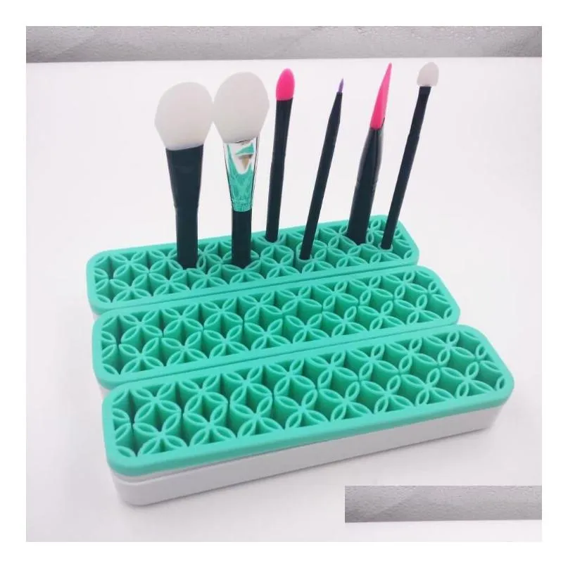 silicone makeup brush organizer storage box lipstick toothbrush pencil cosmetic brush holder stand multifunctional make up tool