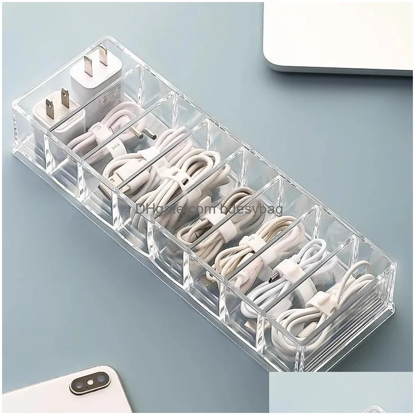 clear electronics organizer boxes 8 capacity management  cord storage organizers