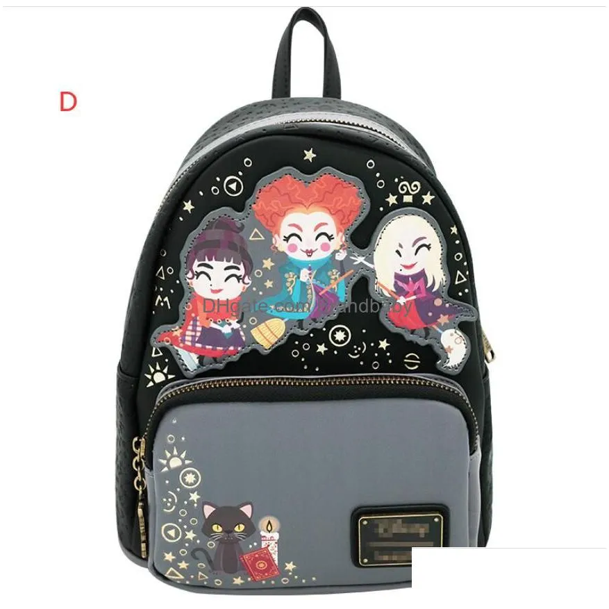 ins fashion cartoon design pu leather zipper backpack loun ge double shoulder bag student backpack festival gift