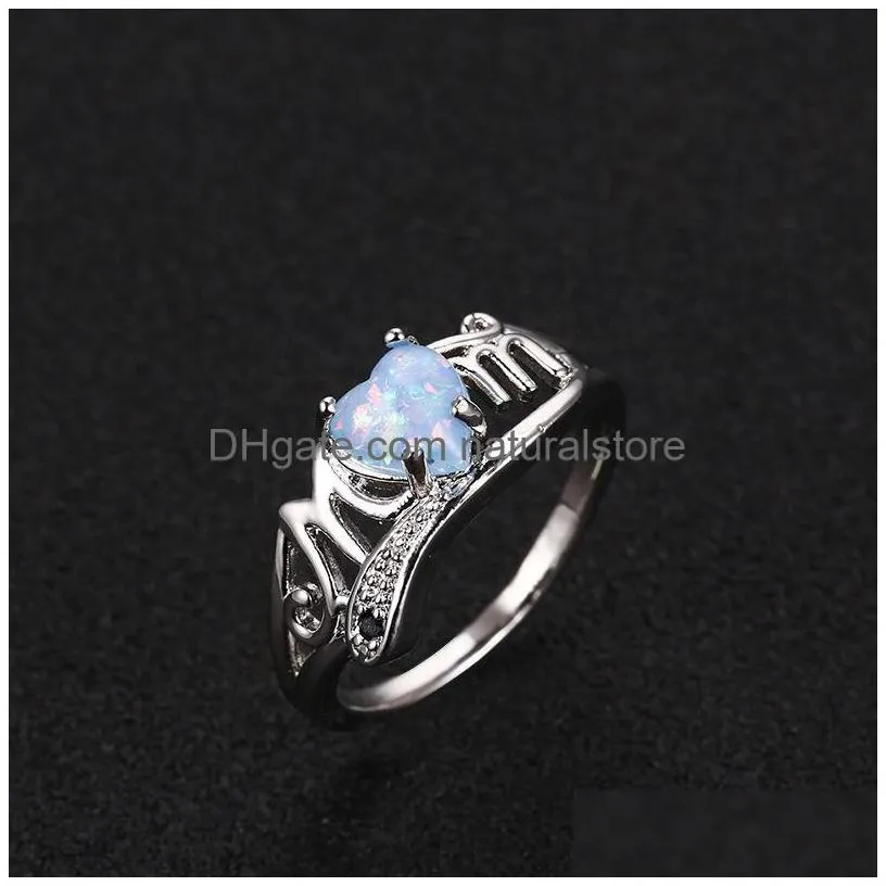 heart opal mom ring diamond cluster rings women mother fashion jewelry will and sandy