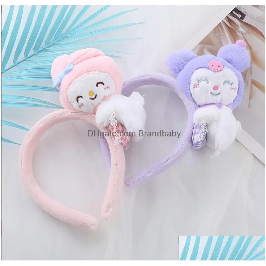 ins fashion kuromi style hair sticks handmade plush melody cinnamoroll design washing face girl kids accessories