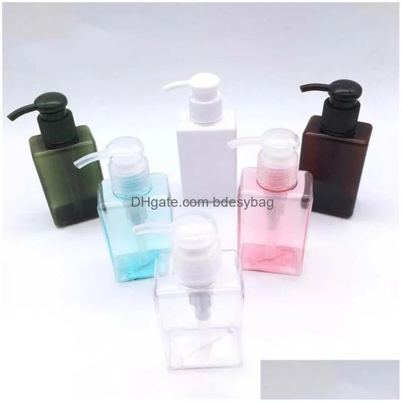 100ml square petg bottle refillable container for cosmetic makeup lotion shampoo soap home bathroom storage container