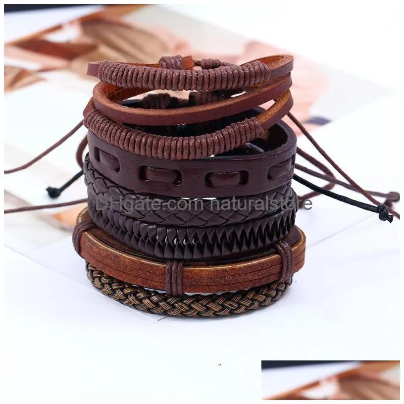 adjustable weave braid leather bracelet set multi layer wrap bracelets wristband bangle cuff women men fashion jewelry will and sandy