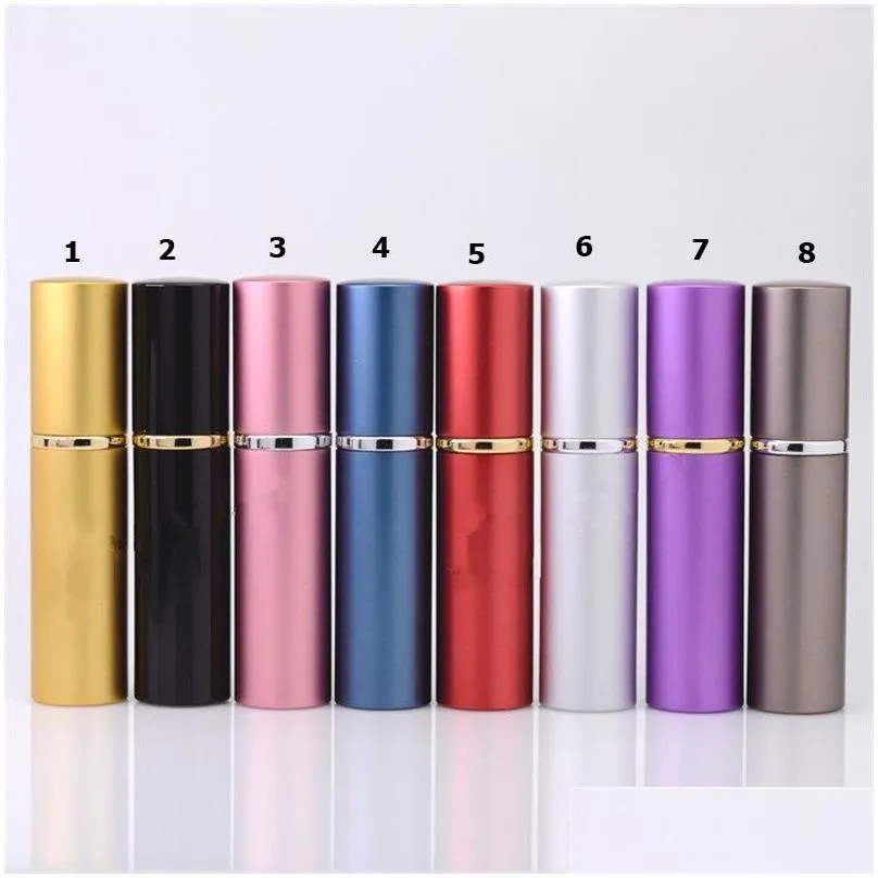 hot 10ml mini empty perfume bottle refillable aluminum atomizer travel parfum containers with atomizer airless pump 8 color