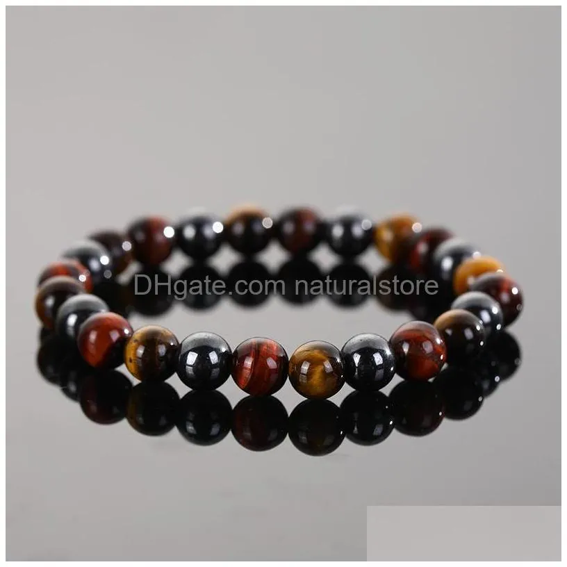 black hematite tiger eye strand bracelet elastic glaze beads bracelets for women men fashion jewelry will and sandy