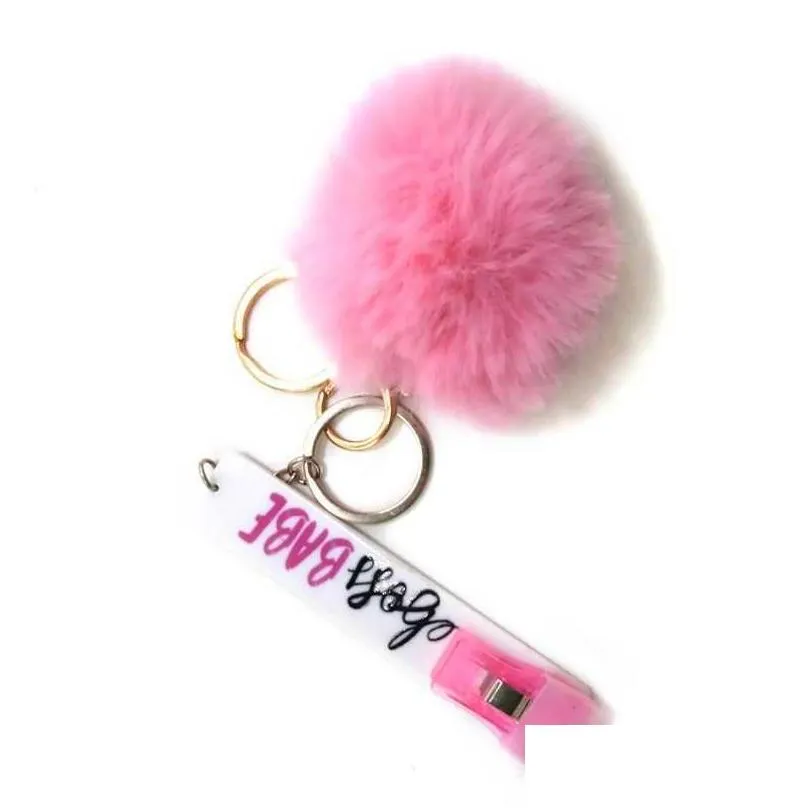 cute credit card puller pompom key rings acrylic debit bank card grabber for long nail atm rabbit fur ball keychain pink cards clip nails