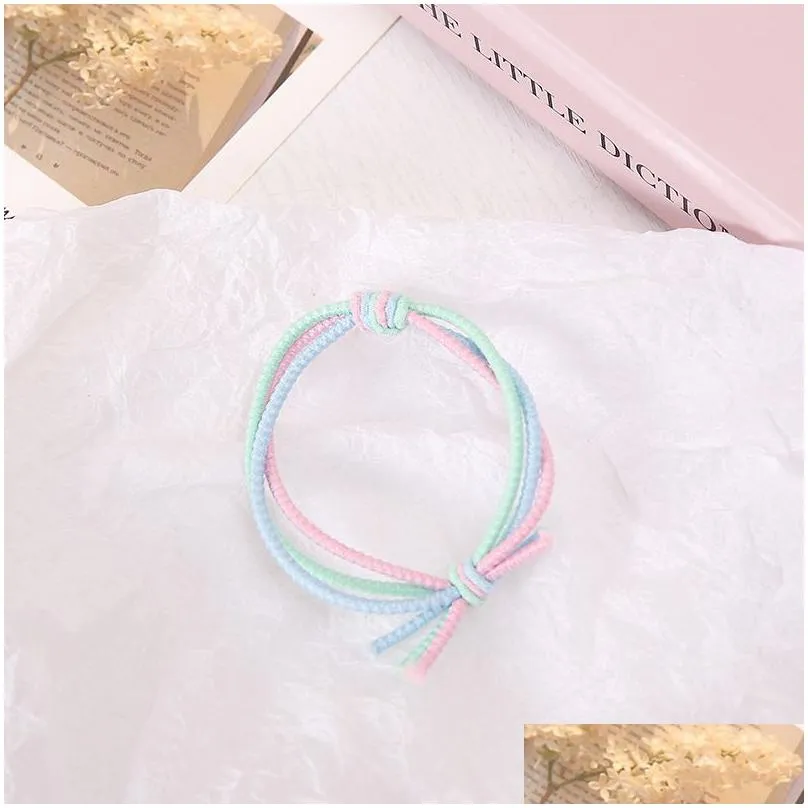 color couple knot head rope womens high elastic durable hair binding rubber band leather cover korean lovely horsetail hair circle