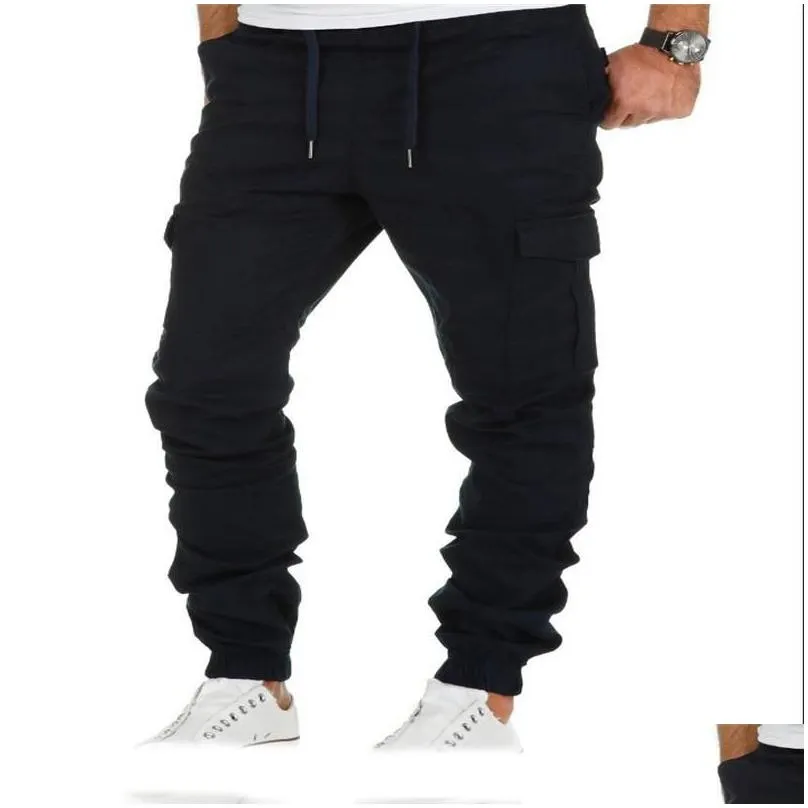 mens joggers elasticated waist work pants chino trousers mens casual style cargo joggers pants bottoms uk