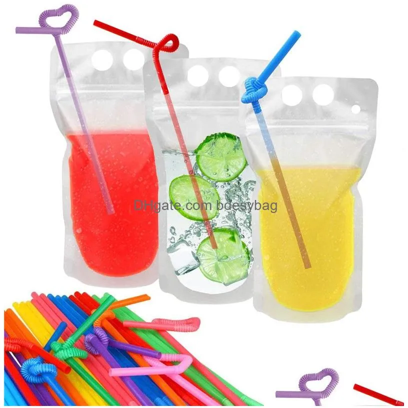 250ml 500ml party plastic water bags bottle disposable drink repeat closed tote self-standing juice liquid bag heart clear pouches for