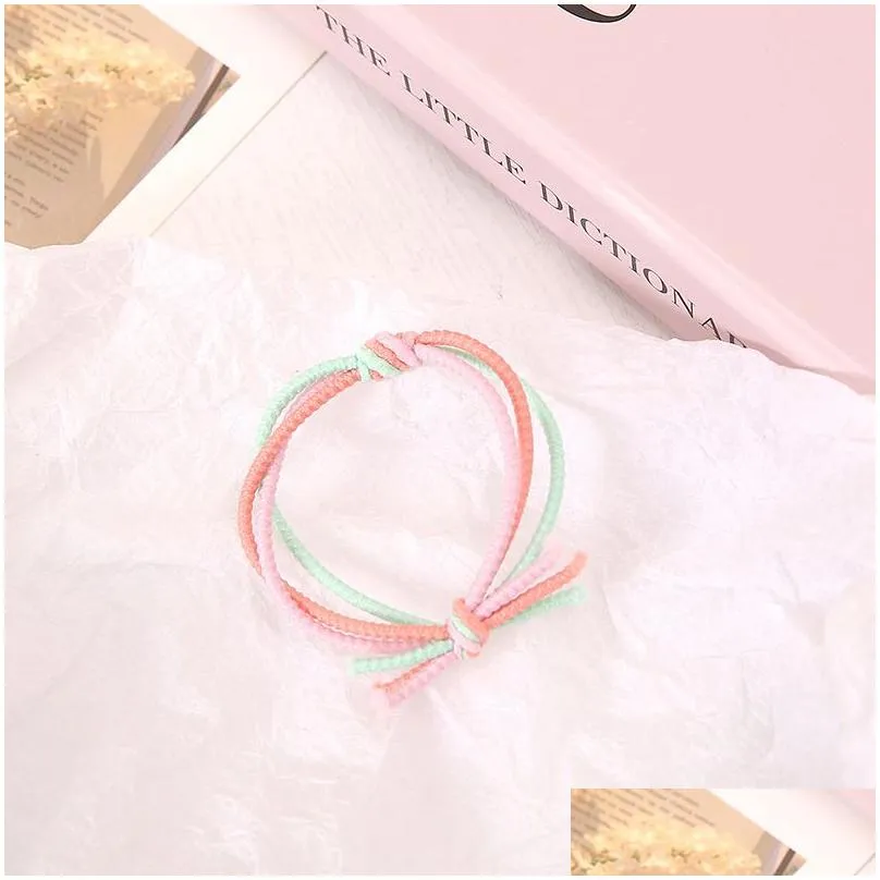 color couple knot head rope womens high elastic durable hair binding rubber band leather cover korean lovely horsetail hair circle