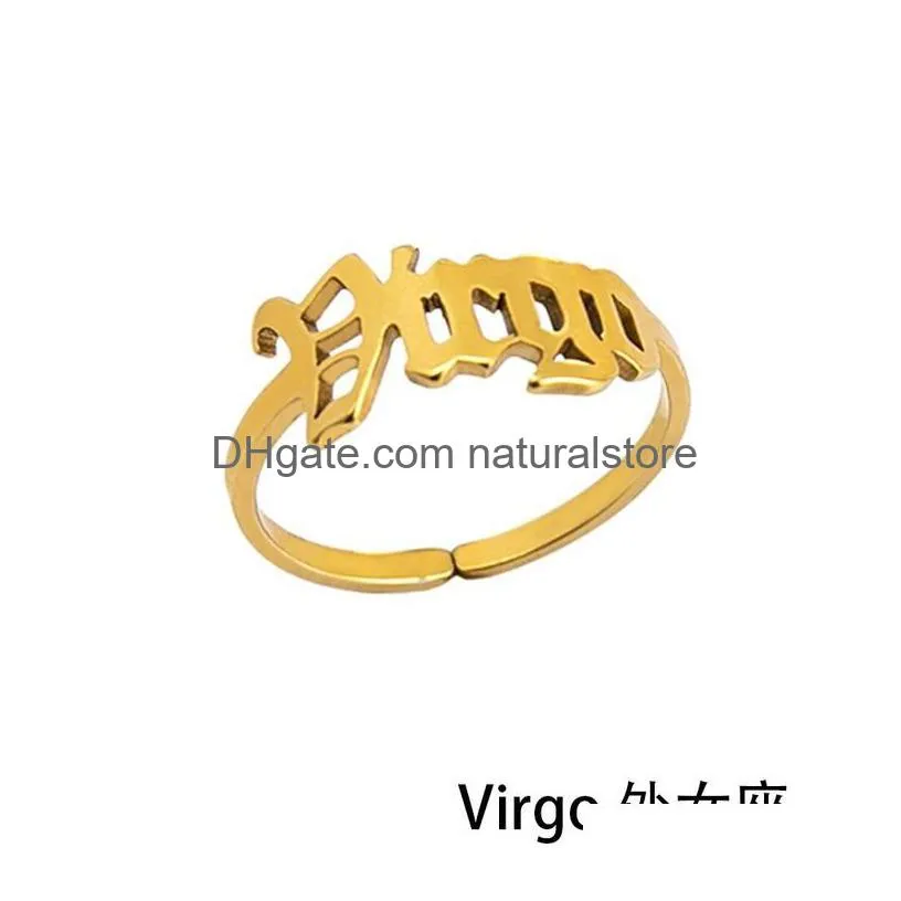 12 stainless steel constell band rings gold horoscope sign ring finger for women fashion jewelry will and sandy