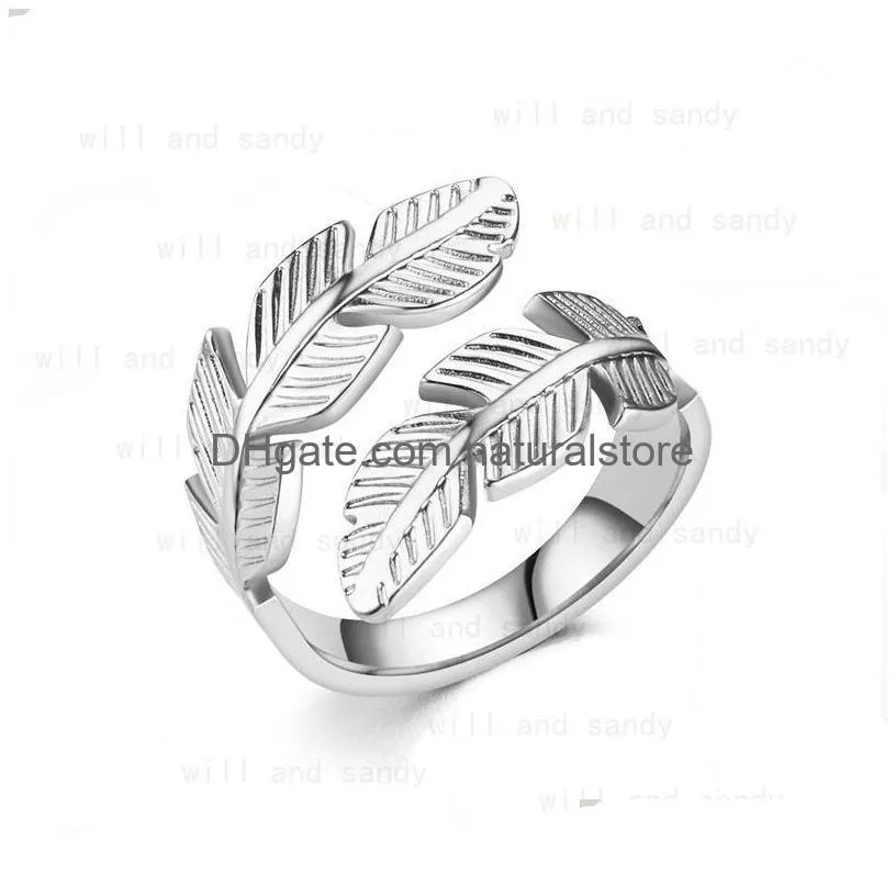 angel wing feather ring band wrap hip hop stainless steel rings for women men fashion fine jewelry will and sandy