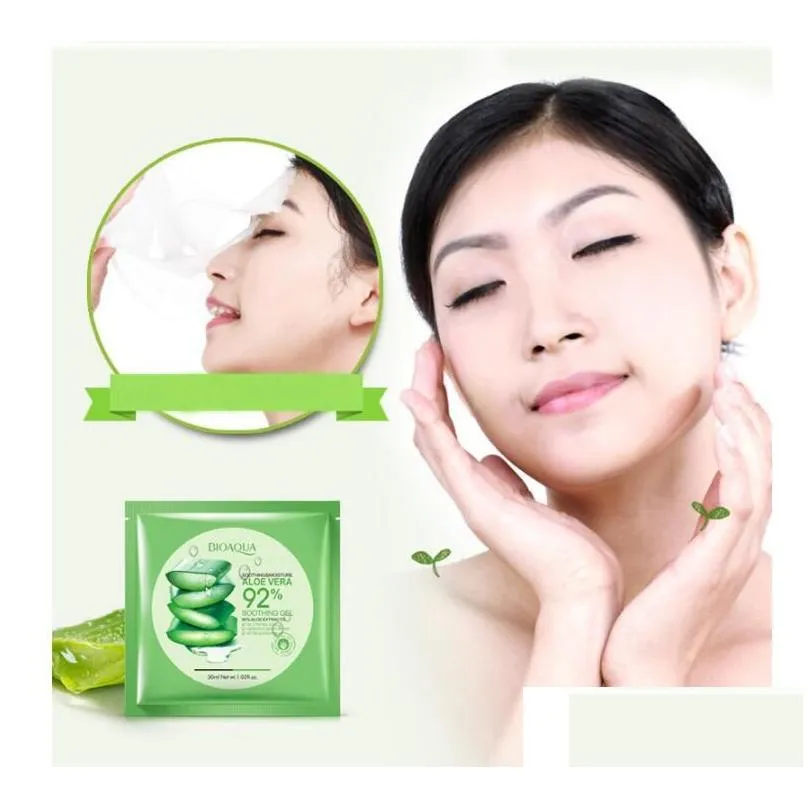 bioaqua natural aloe vera gel face mask moisturizing oil control wrapped mask shrink pores facial mask cosmetic skin care