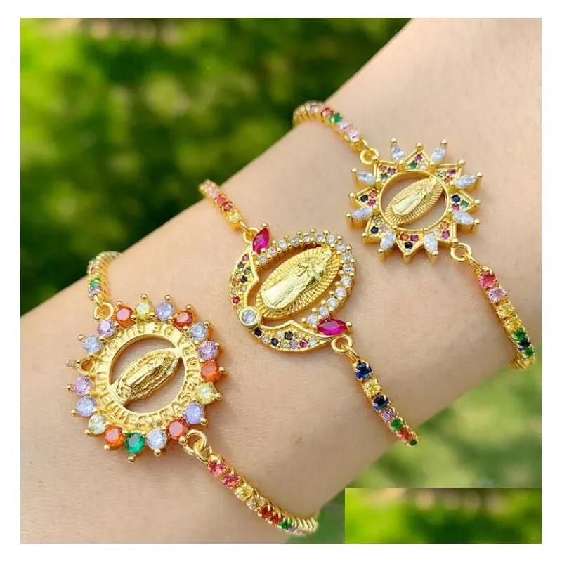 virgin mary bracelets for women crystal bracelets pendant gold christian jewelry virgen de guadalupe gc104