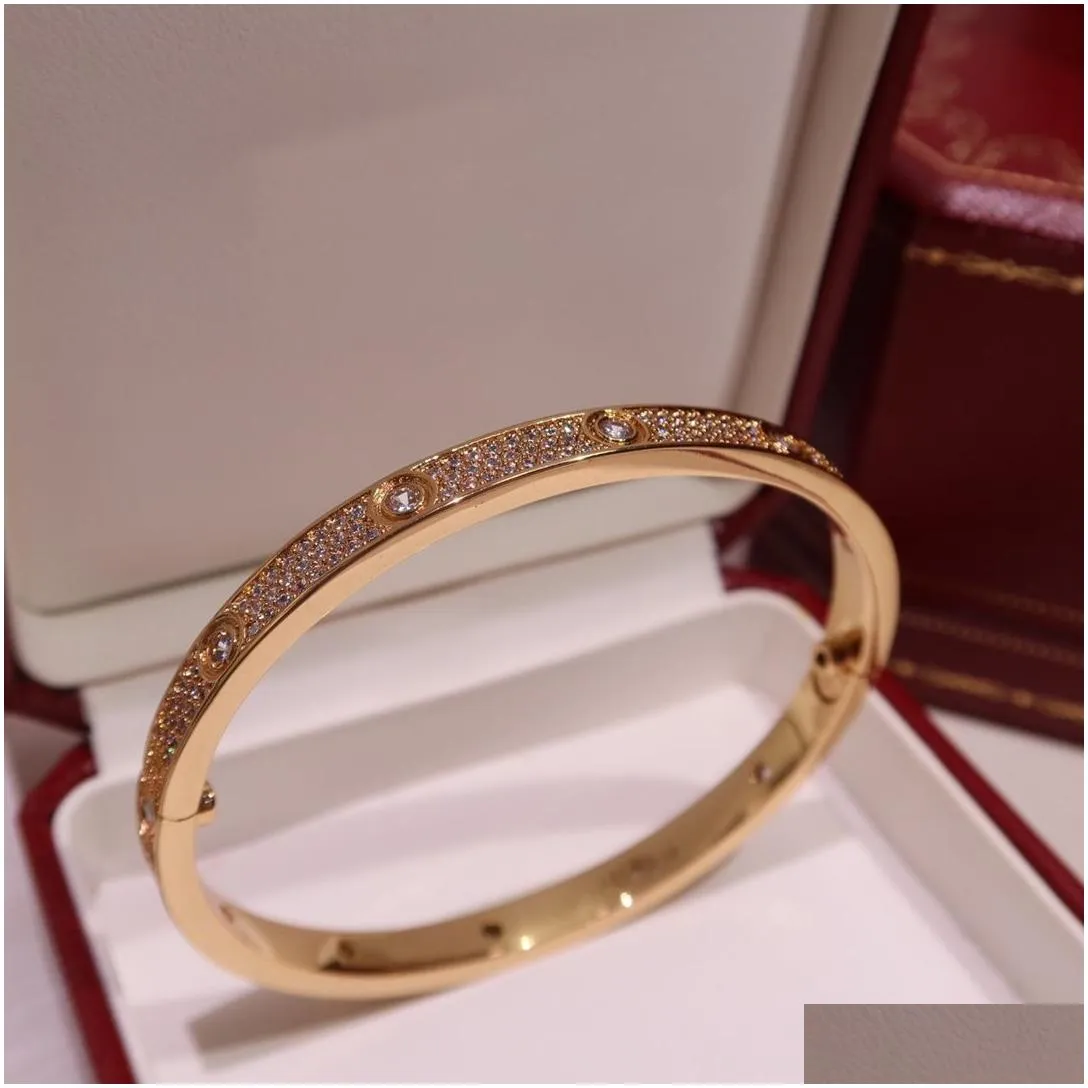 love diamonds bangle au 750 18 k gold plated brass never fade official replica jewelry top quality luxury brand couple bangles classic style 5a