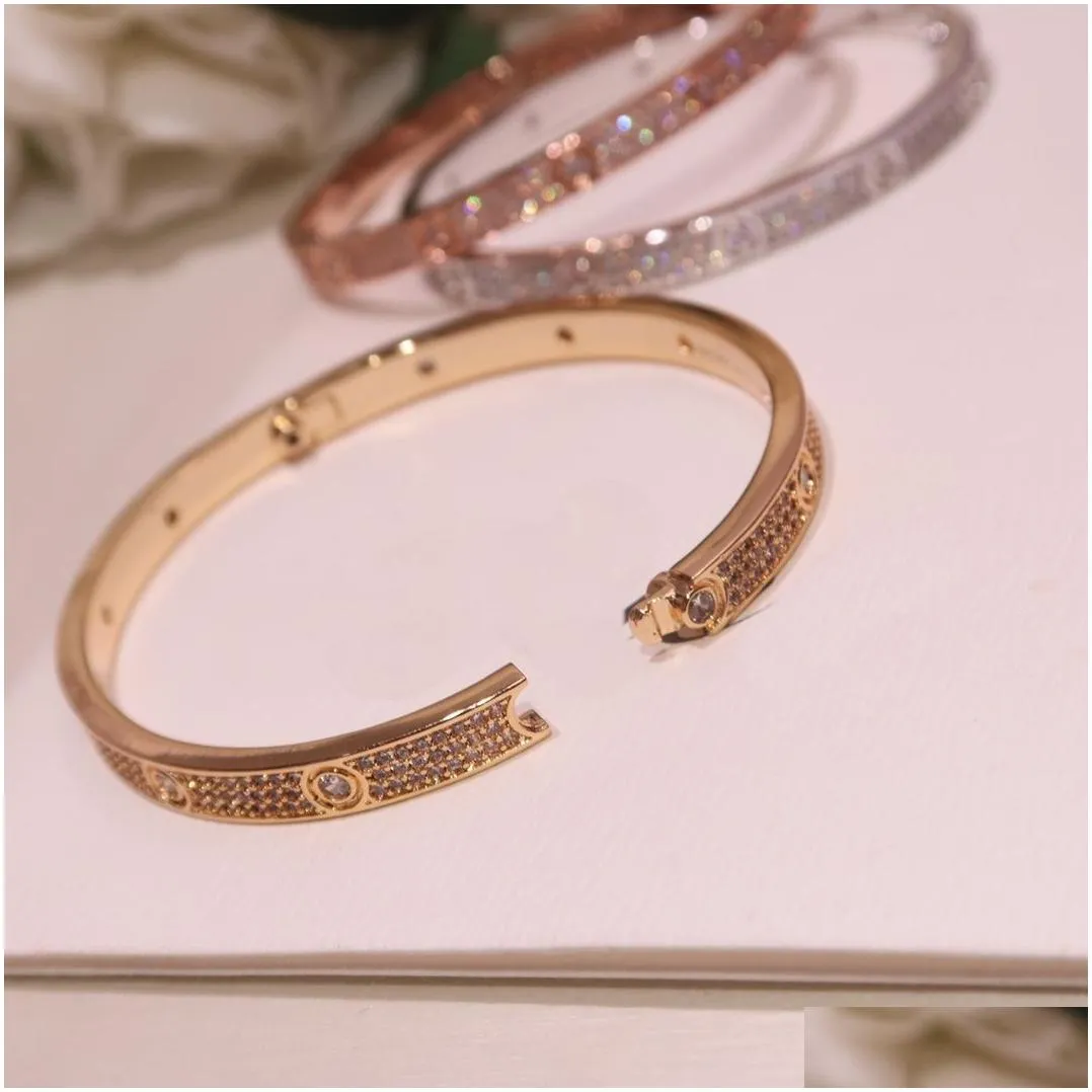 love diamonds bangle au 750 18 k gold plated brass never fade official replica jewelry top quality luxury brand couple bangles classic style 5a
