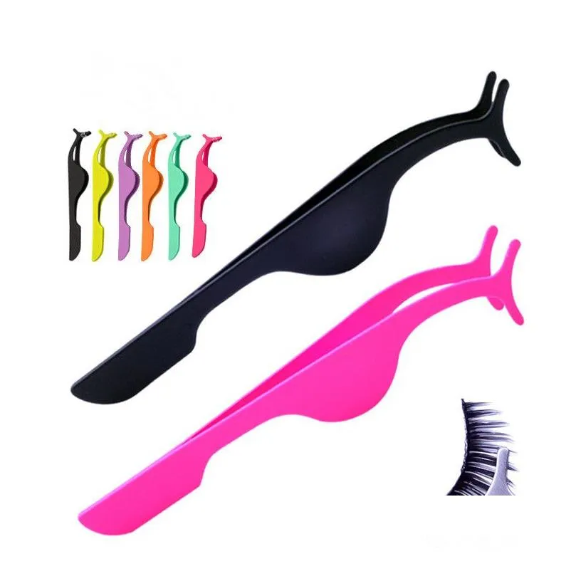 colorful false eyelash tweezers fake eye lash applicator eyelash extension curler nipper auxiliary clip cosmetic makeup tools clip with