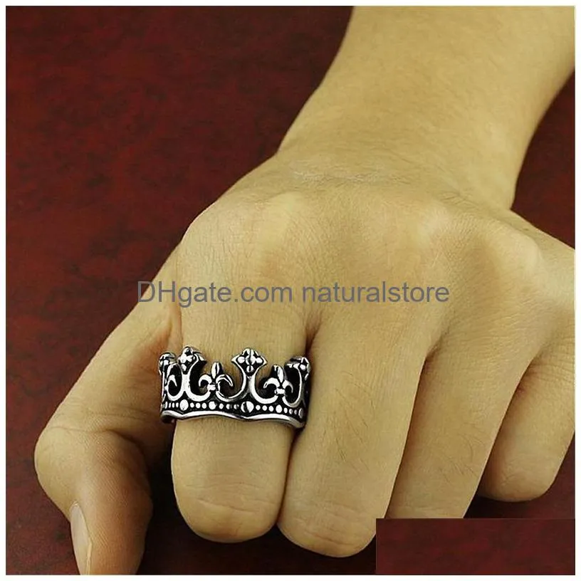 retro black ancient silver crown ring band finger rings for women men fashion jewelry will and sandy