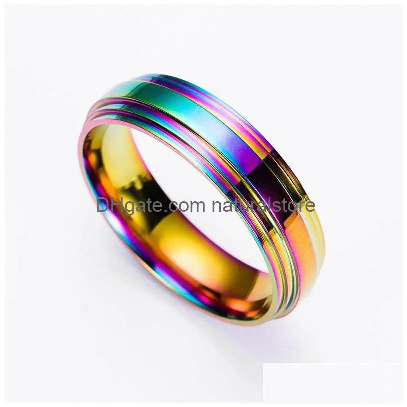 rainbow stainless steel rings women rings band women men rings wedding ring fashion jewelry gift 080266