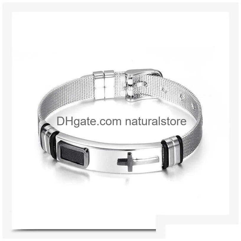 gold jesus cross bracelet bangle stainless steel pin buckle watch bands wristband bracelets for men fashion jewelry