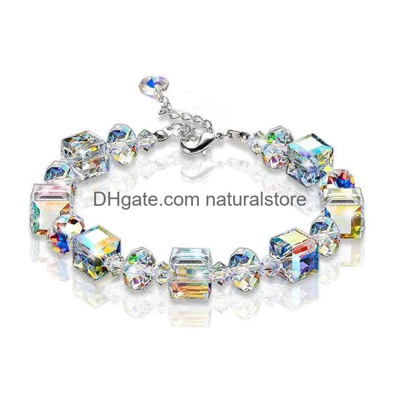 iridescence rainbow diamond bracelet crystal charm bracelets women fashion jewelry gift will and sandy