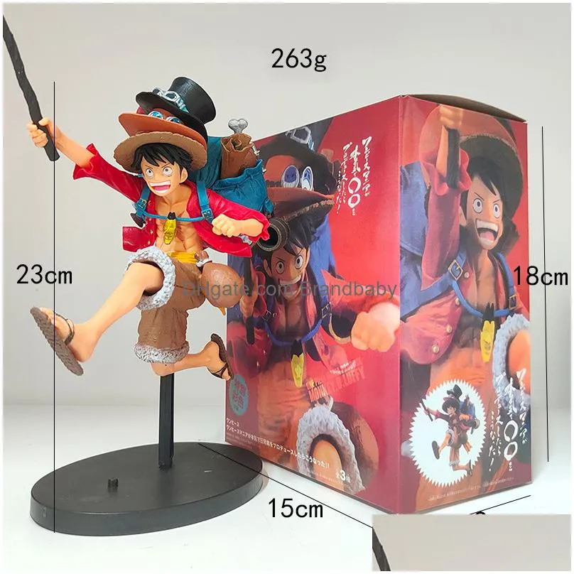 novelty games anime one piece figure luffy zoro ace sanji sailors standing statue 16-26cm collection series christmas gifts model for