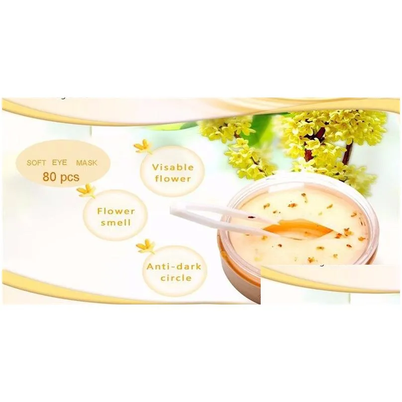 80 pcs/ bottle bioaqua gold osmanthus eye mask mousturizing anti wrinkle ageless sleep mask eyees fade dark circle eye bag