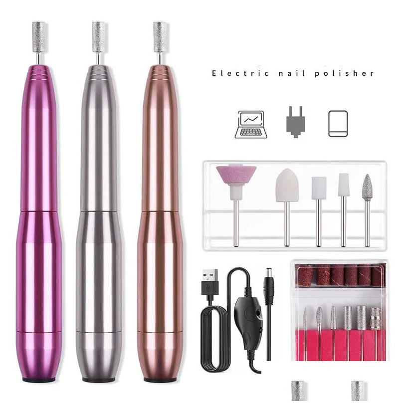 new electric nail drill machine portable usb nails file polishing tool manicure fingernail supplies for home and salon use