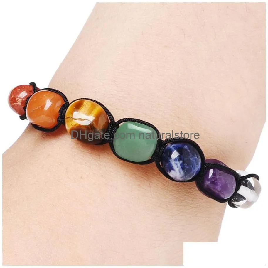 7 chakra yoga natural stone bracelet strand women mens irregular beads woven bracelets fashion jewelry will and sandy gift